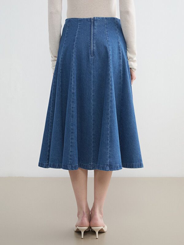 Moudda LC Waikiki - Jupe longue en denim tissé pour Femme couleur Rodeo Bleu indigo moyen - Tunisie 4