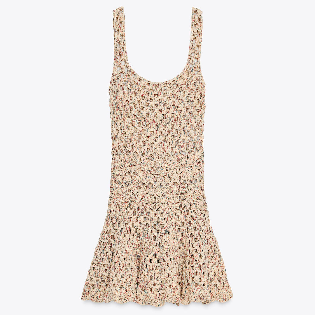 Moudda ZARA - Robe Bretelles Crochet - Multicolore, Bouclé & Tape Yarn - Tunisie 1