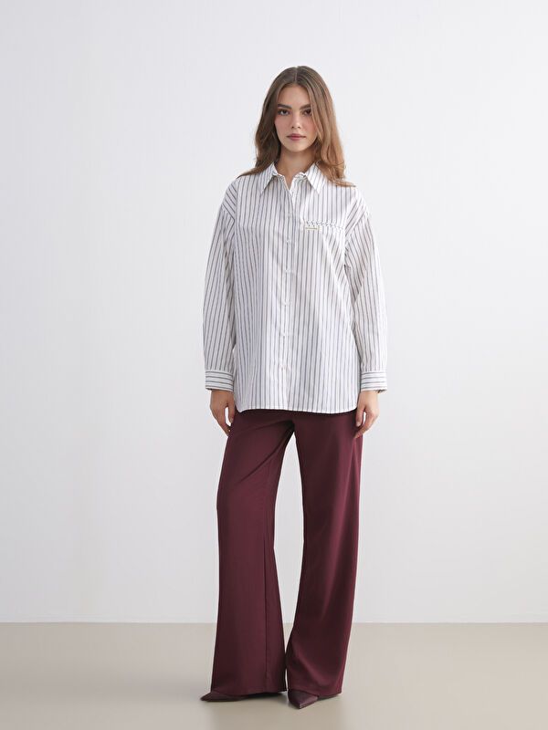 Moudda LC Waikiki - Tunique tissée manches longues Femme Rayures bleues - Tunisie 2