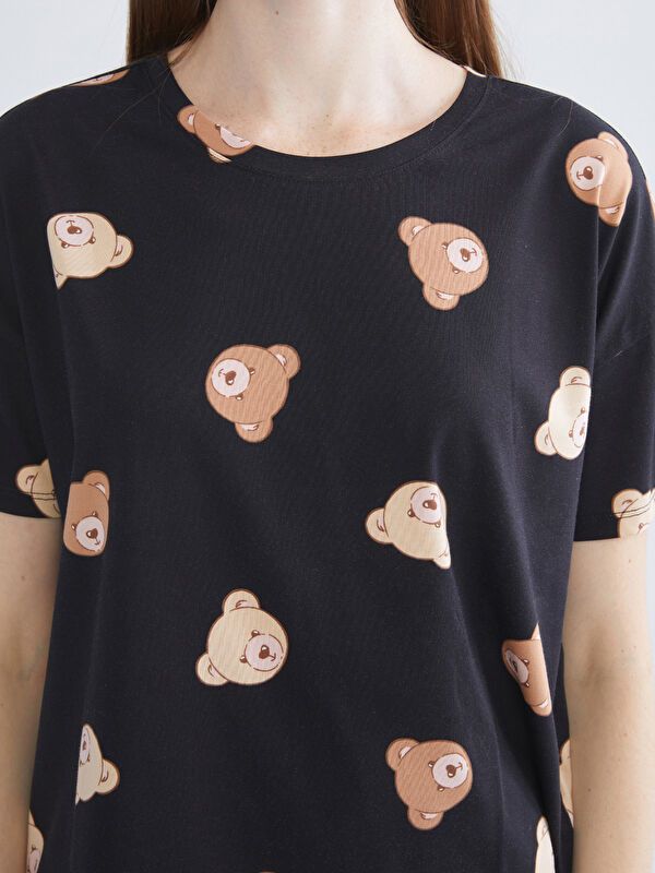 Moudda LC Waikiki - Pyjama manches courtes Femme Imprimé en noir - Tunisie 3