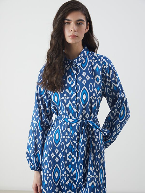 Moudda LC Waikiki - Robe tissée manches longues Femme Imprimé en blanc - Tunisie 2