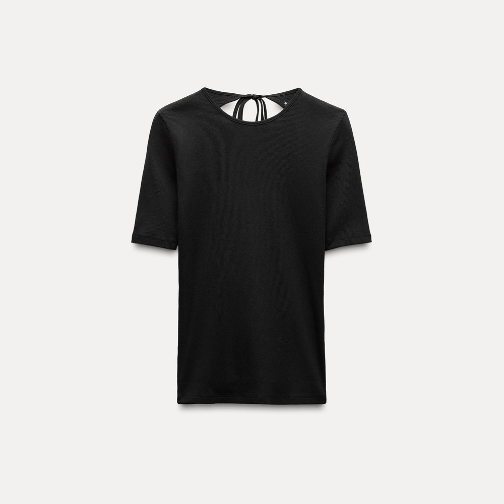 Moudda ZARA - T-shirt Côtelé Dos Nu à Nœud - Tunisie 2