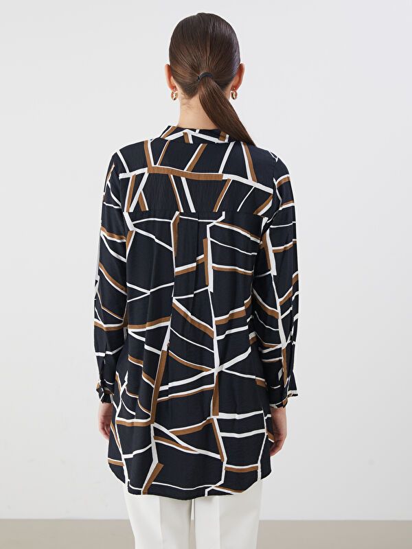 Moudda LC Waikiki - Tunique tissée imprimée manches longues Femme Imprimé en noir - Tunisie 4