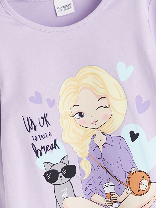 Moudda LC Waikiki - Pyjama en jersey manches longues moyen Fille Lilas - Tunisie 3