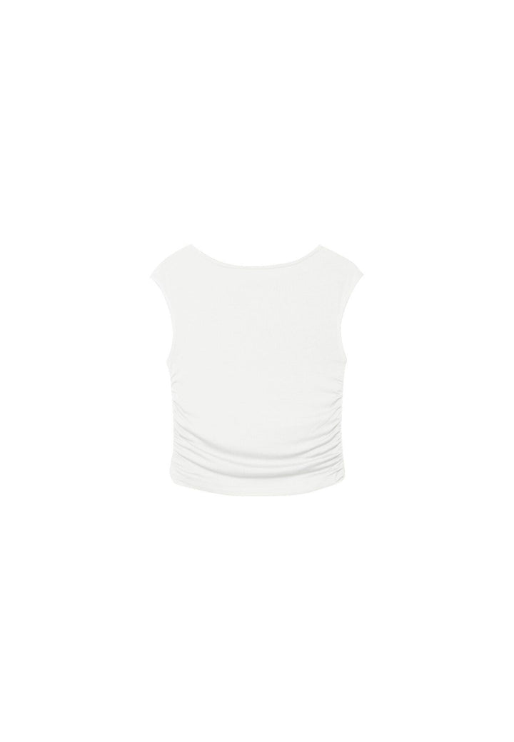 Moudda STRADIVARIUS - T-Shirt en Viscose Mini Manches Encolure Bateau - Tunisie 1