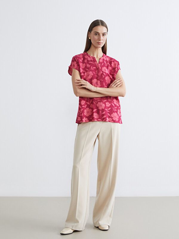 Moudda LC Waikiki - Blouse maternité à manches courtes pour Femme couleur Fuchsia imprimé - Tunisie 2