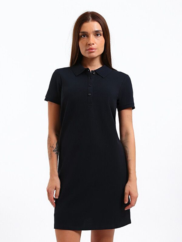 Moudda LC Waikiki - Robe manches courtes en jersey pour Femme couleur Bleu marine - Tunisie 1