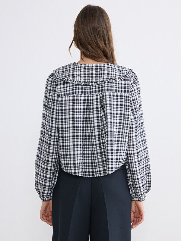 Moudda LC Waikiki - Chemise manches longues en tissu pour Femme couleur Noir à carreaux - Tunisie 4
