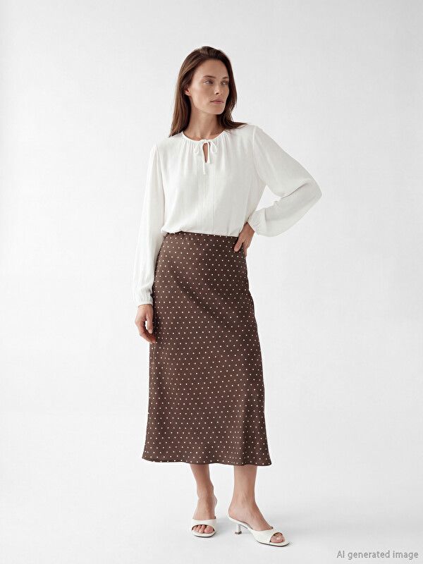 Moudda LC Waikiki - Chemisier (blouse) manches longues en tissu pour Femme couleur Blanc - Tunisie 2