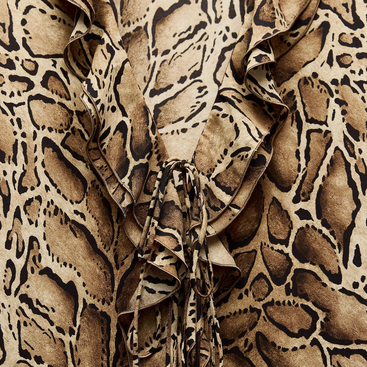 Moudda ZARA - Chemise imprimée animalier volants nœuds encolure - Tunisie 3