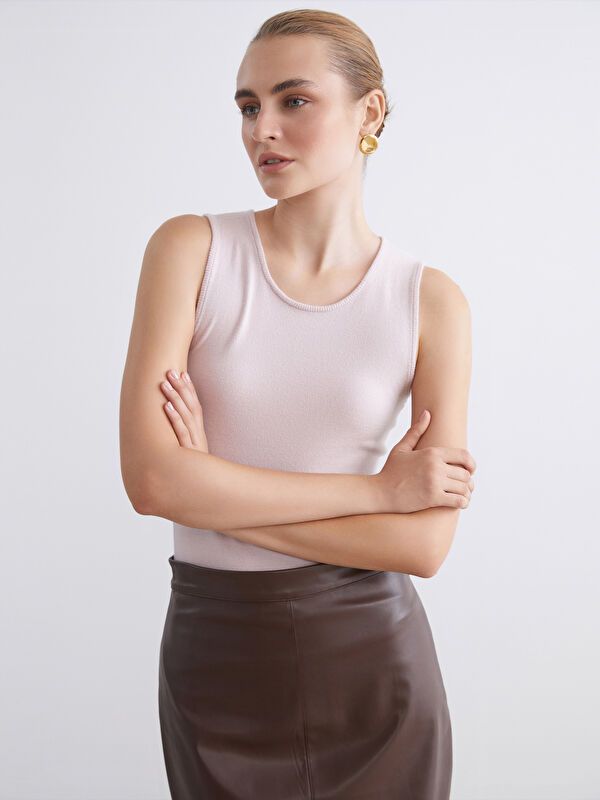 Moudda LC Waikiki - Pull tricot fin Femme Rose clair - Tunisie 1