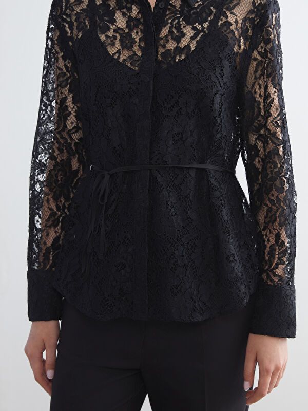 Moudda LC Waikiki - Chemise tissée manches longues Femme Noir - Tunisie 3