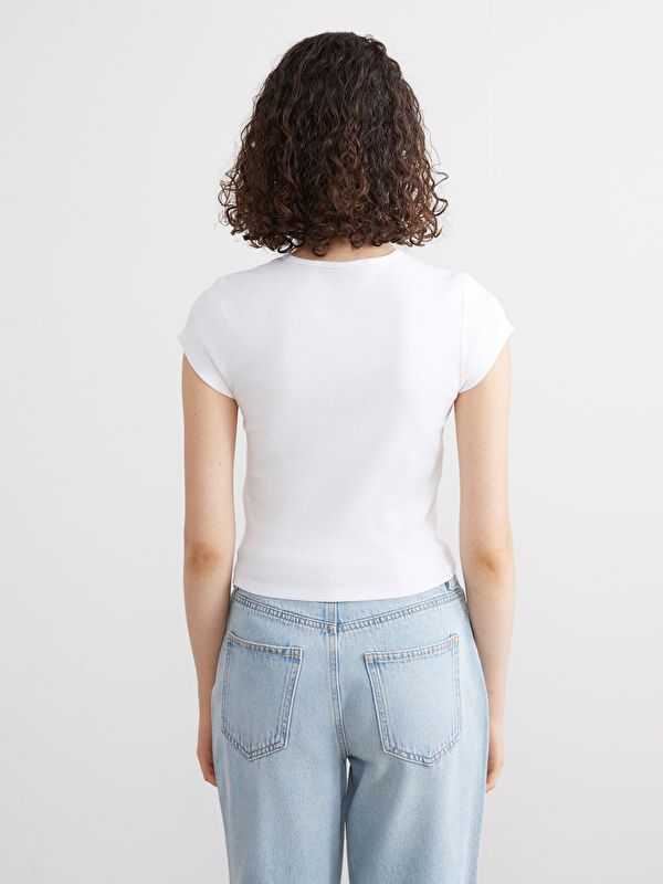 Moudda LC Waikiki - Body jersey manches courtes Femme Buxe blanc - Tunisie 4