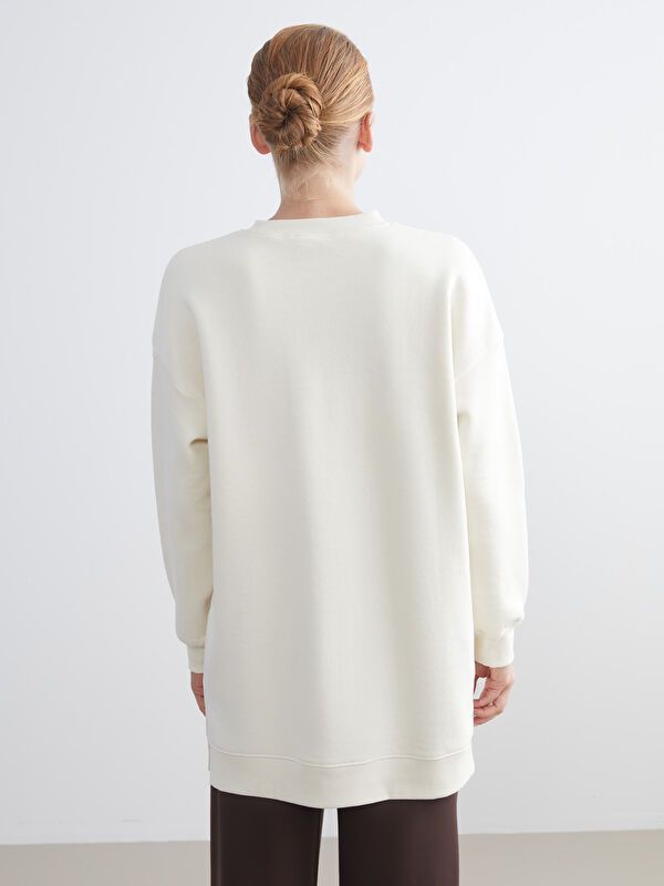 Moudda LC Waikiki - Tunique en jersey manches longues Femme Crème - Tunisie 4