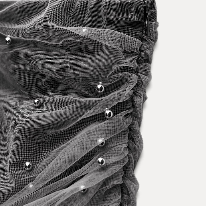 Moudda ZARA - Robe col bateau ajustée mesh avec boules métalliques - Tunisie 3