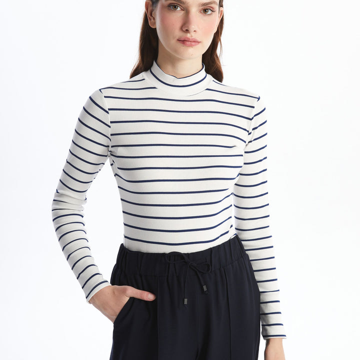 Moudda LC Waikiki - Body jersey manches longues Femme Rayures marine - Tunisie 1