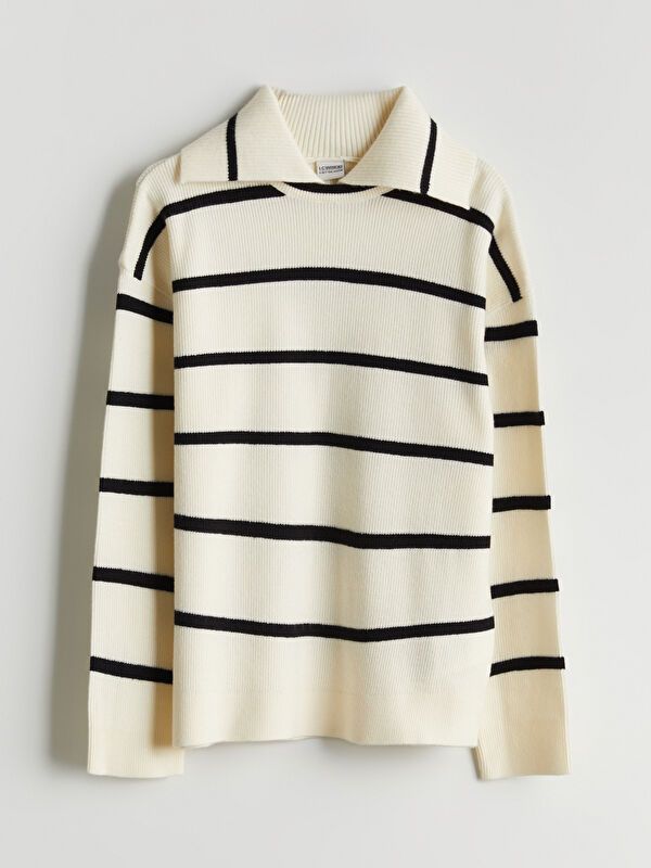 Moudda LC Waikiki - Pull en tricot Fille Ecru rayé - Tunisie 1