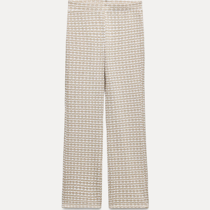Moudda ZARA - Pantalon 7/8 jacquard structuré, coloris crème - Tunisie 1