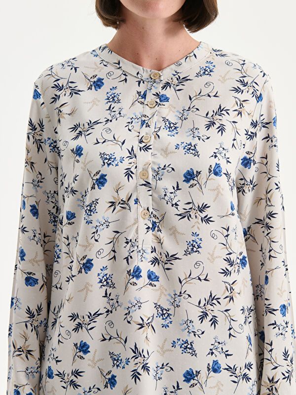 Moudda LC Waikiki - Blouse tissée imprimée manches longues Femme Imprimé beige - Tunisie 3