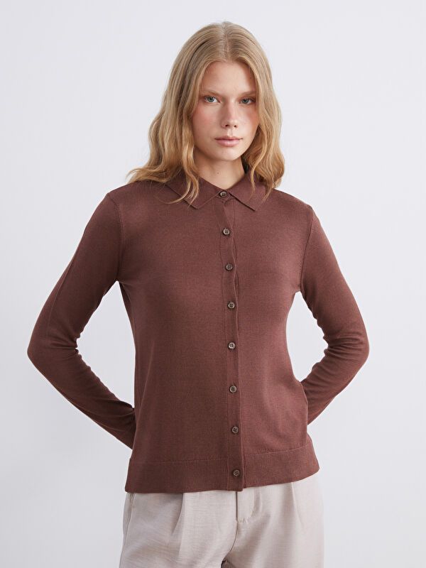 Moudda LC Waikiki - Cardigan fin en tricot Femme Brun foncé - Tunisie 1