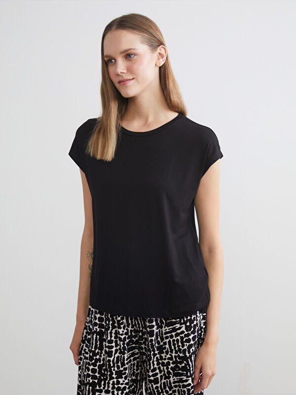 Moudda LC Waikiki - Pyjama tissé manches courtes Femme Beige clair - Tunisie 3