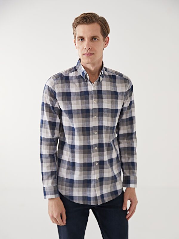 Moudda LC Waikiki - Chemise à carreaux manches longues en tissu pour Homme - Tunisie 1