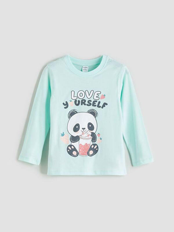 Moudda LC Waikiki - Pyjama en jersey manches longues moyen Fille Assiettes vert d'eau - Tunisie 2