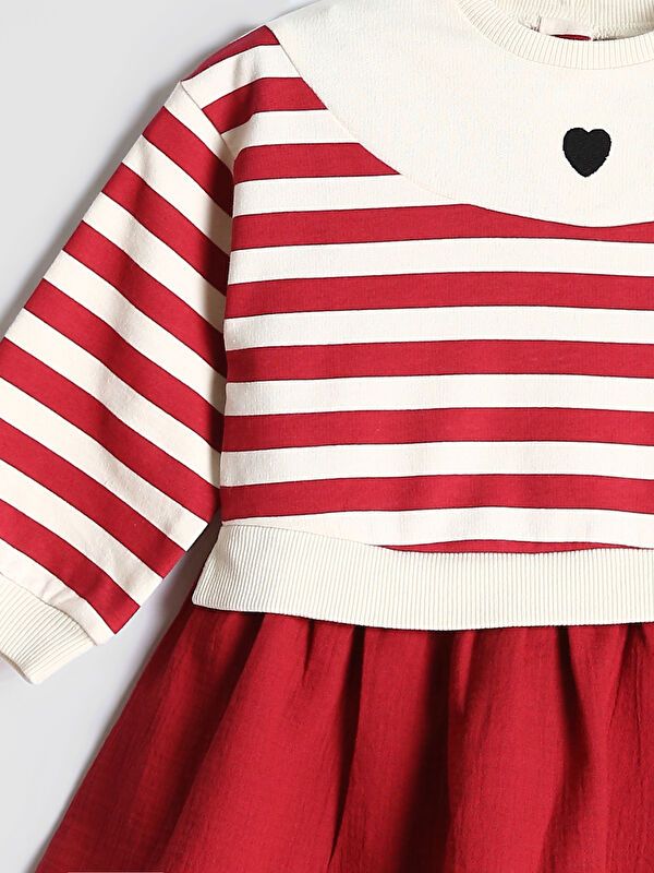 Moudda LC Waikiki - Robe en jersey manches longues Fille Rayures rouges - Tunisie 3