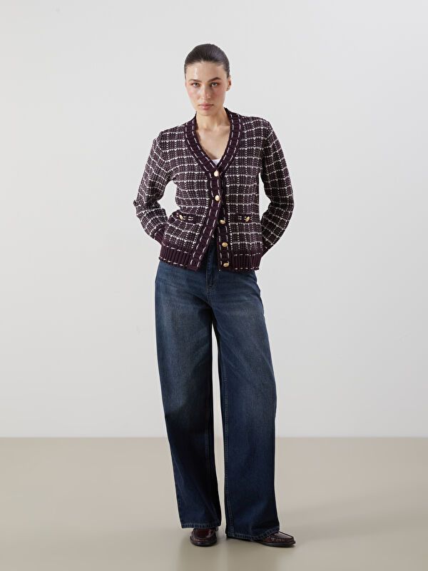 Moudda LC Waikiki - Cardigan tricot moyen Femme Bordeaux - Tunisie 2