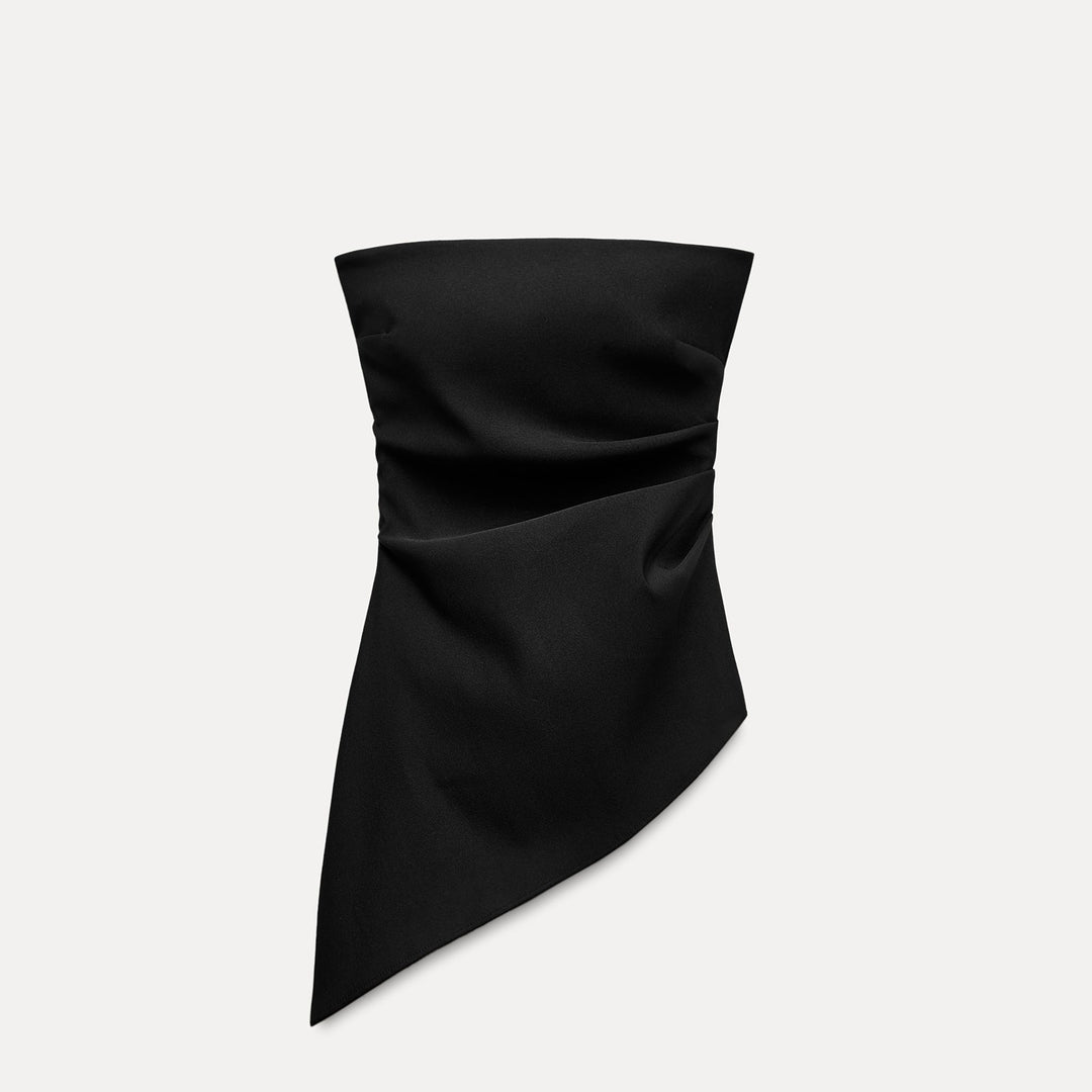 Moudda ZARA - Haut bandeau plissé asymétrique, matière extensible - Tunisie 1