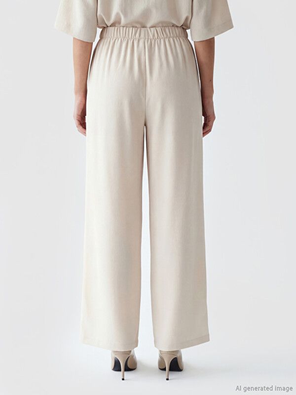 Moudda LC Waikiki - Pantalon fin en tissu pour Femme couleur  Beige crème - Tunisie 3