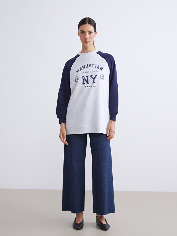 Moudda LC Waikiki - Tunique en jersey manches longues Femme Mélange de gris - Tunisie 2