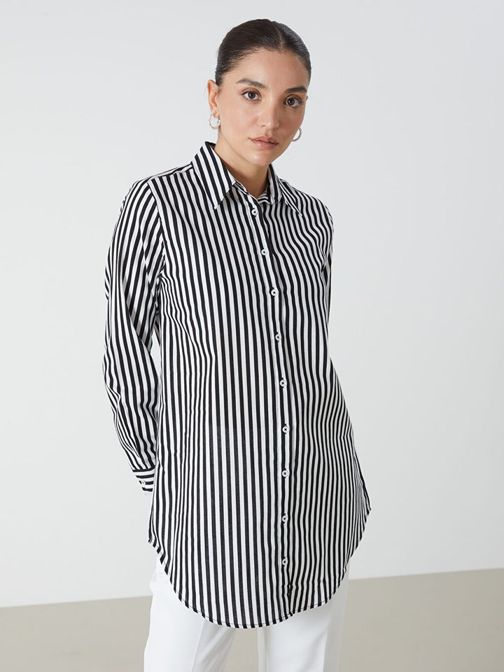 Moudda LC Waikiki - Tunique à manches longues Femme Rayures noires - Tunisie 1