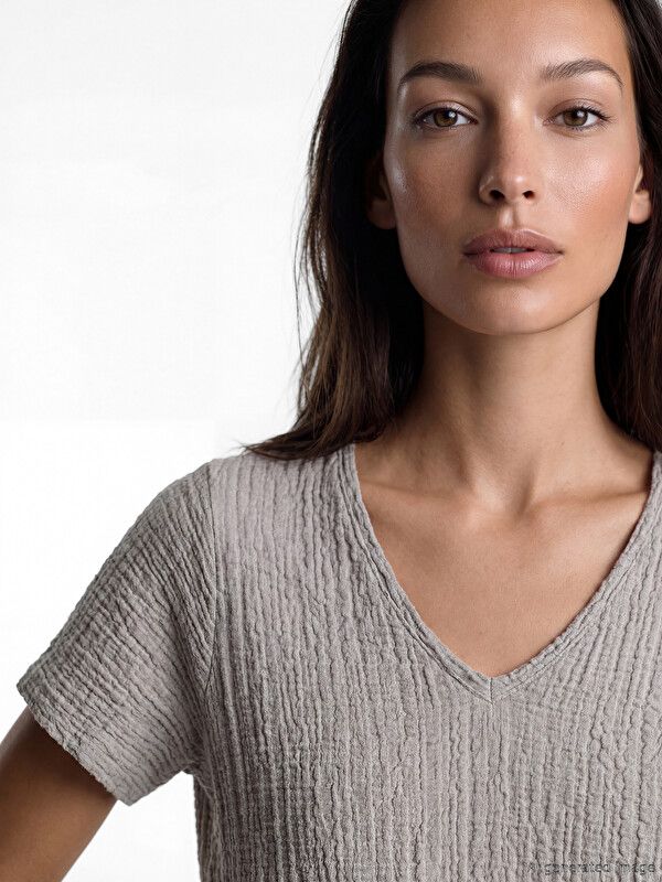 Moudda LC Waikiki - Pack jersey à maches courtes pour Femme couleur Gris clair - Tunisie 3