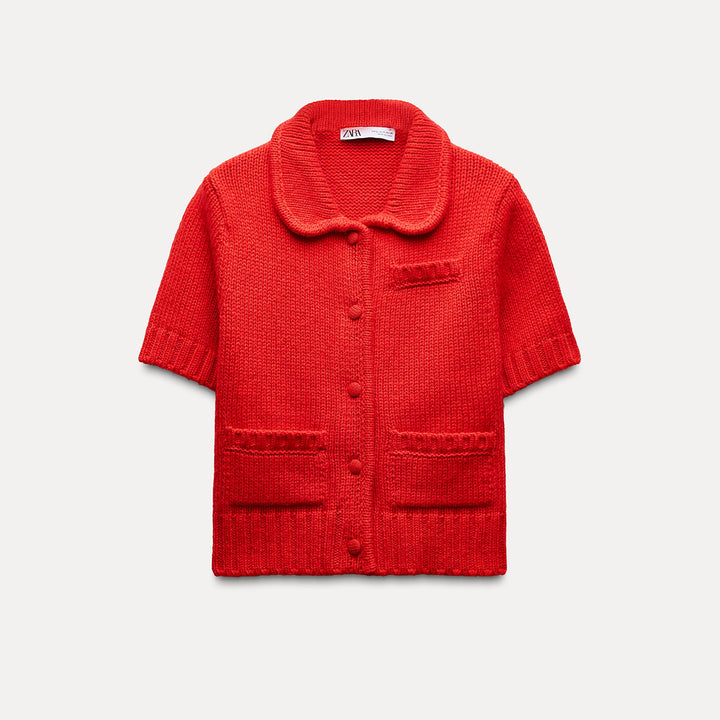 Moudda ZARA - Veste manches courtes, col polo, boutons recouverts - Tunisie 2