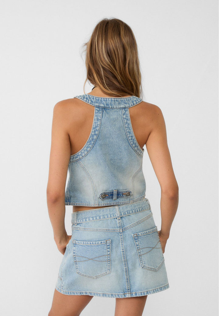 Moudda STRADIVARIUS - Gilet en Denim avec Clous - Tunisie 5