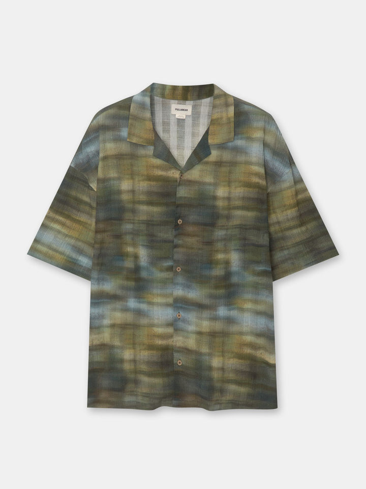Moudda PULL & BEAR - Chemise Demi-Manches Imprimé Aguas Seersucker - Tunisie 2