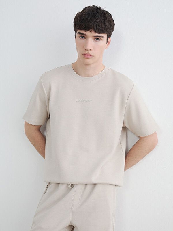 Moudda LC Waikiki - T-shirt imprimé manches courtes en jersey pour Homme couleur Beige - Tunisie 1