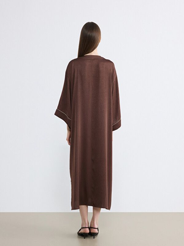 Moudda LC Waikiki - Robe manches longues en tissu pour Femme couleur Marron - Tunisie 4