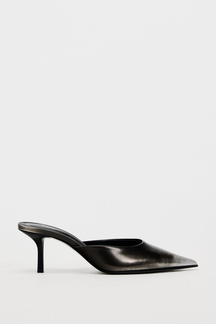 Mules Talon Laminé Usé