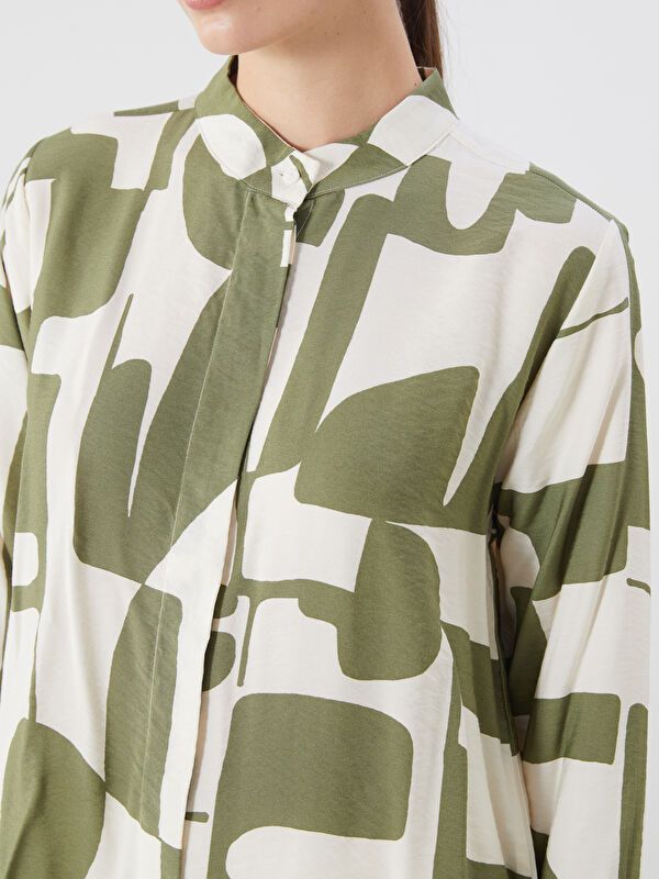 Moudda LC Waikiki - Tunique tissée imprimée manches longues Femme Imprimé vert - Tunisie 3