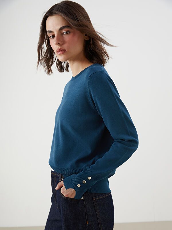 Moudda LC Waikiki - Pull tricot fin Femme Bleu turquoise - Tunisie 1