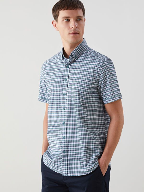 Moudda LC Waikiki - Chemise à carreaux manches courtes en tissu tissé pour Homme - Tunisie 1