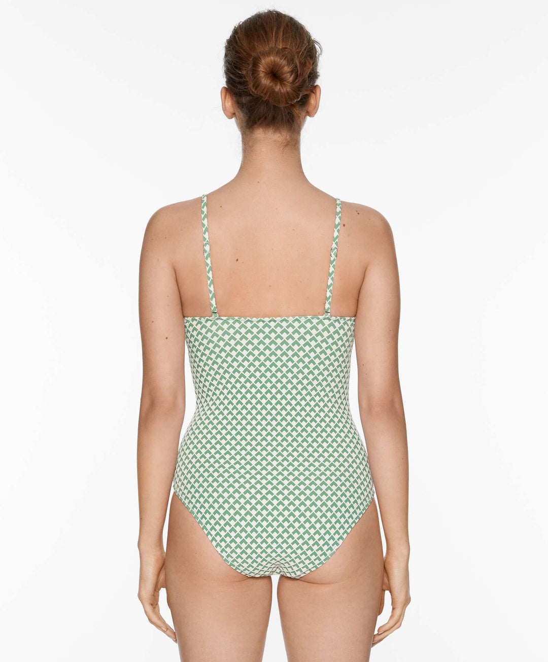 Moudda Oysho - Maillot de Bain Mousse Extra Jacquard Géométrique Vert - Tunisie 7
