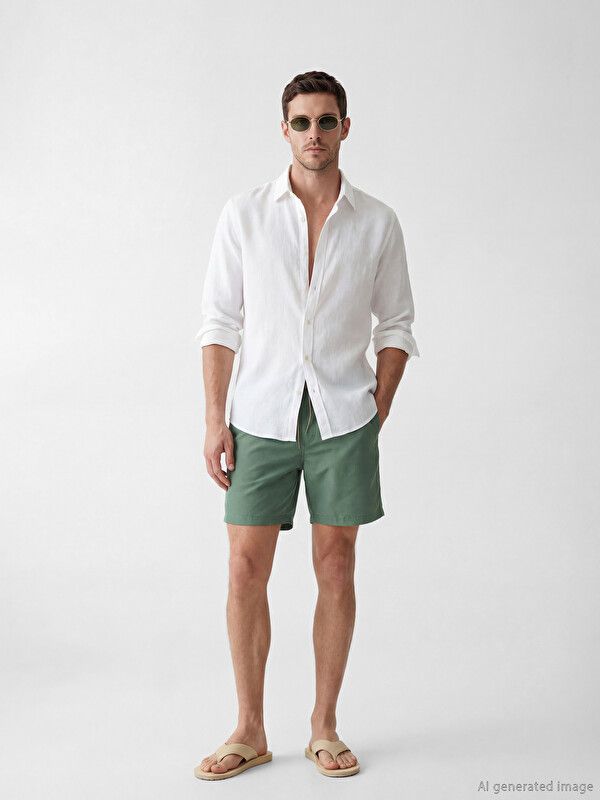 Moudda LC Waikiki - Maillot de bain pour Homme couleur Vert terne - Tunisie 1