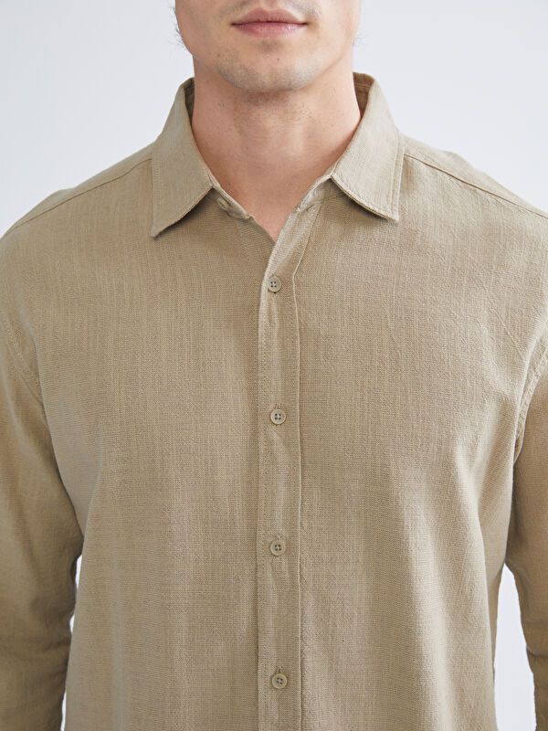 Moudda LC Waikiki - Chemise tissée manches longues Homme Beige - Tunisie 3