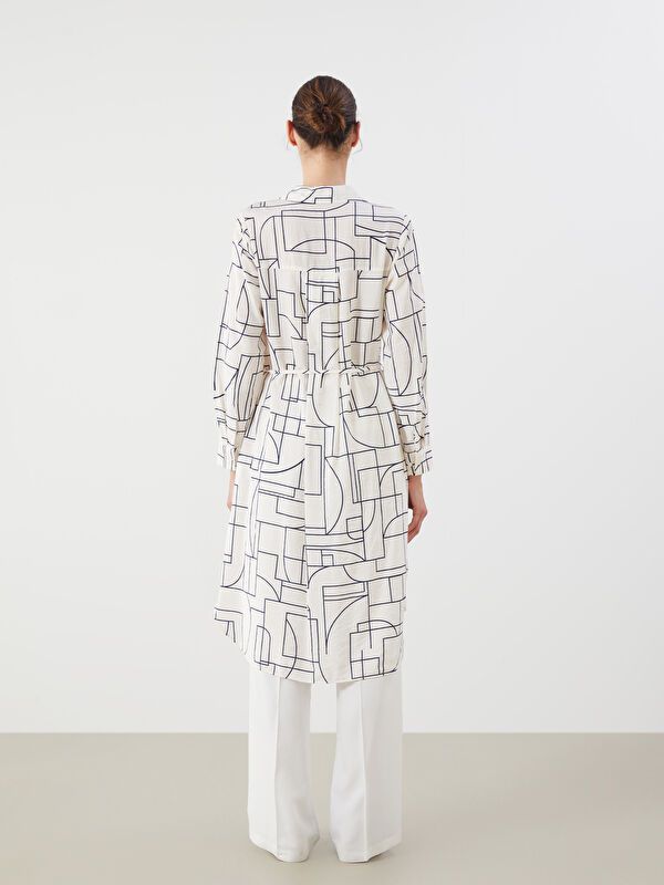 Moudda LC Waikiki - Tunique tissée imprimée manches longues Femme Rayures bleues - Tunisie 4