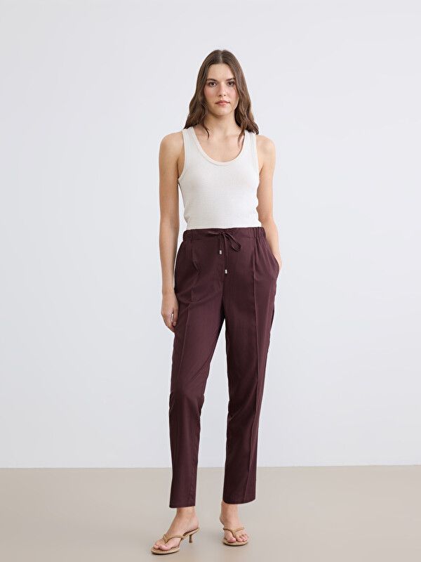 Moudda LC Waikiki - Pantalon fin en tissu pour Femme couleur Marron - Tunisie 1