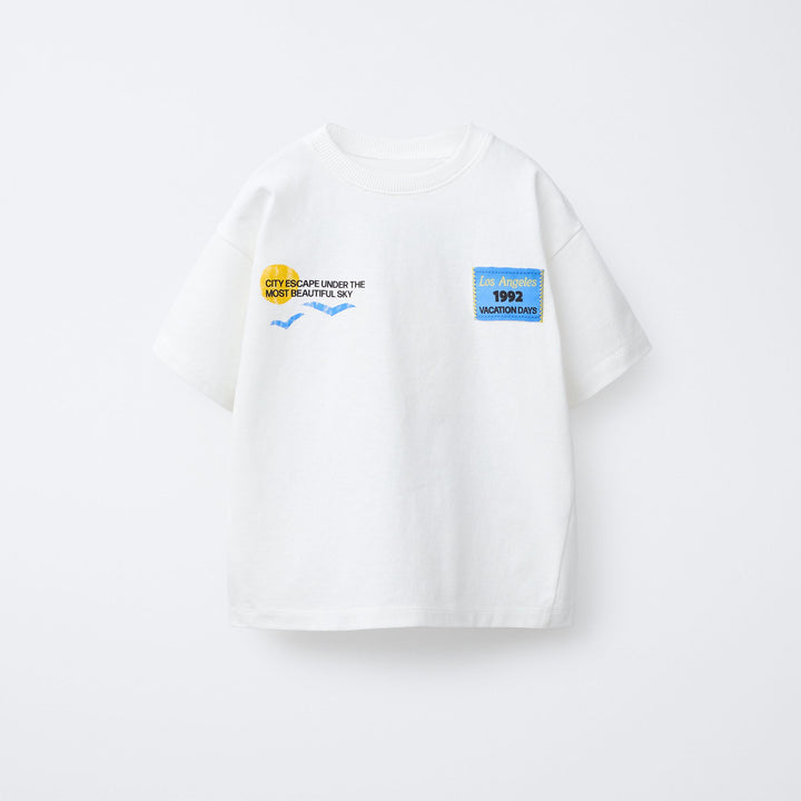 Moudda ZARA - T-Shirt Enfant - Soleil, Oiseaux & Étiquette Brodée - Tunisie 1