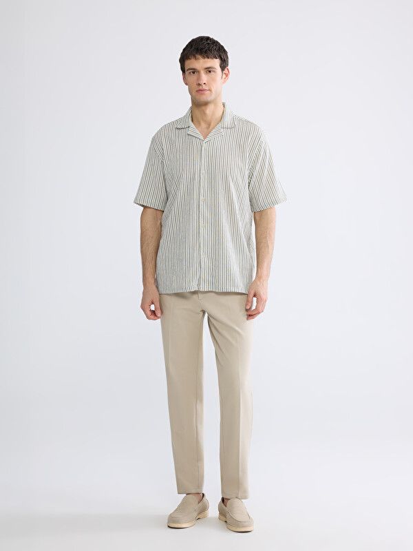 Moudda LC Waikiki - Chemise manches courtes en tissu pour Homme couleur Écru rayé - Tunisie 2